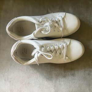 White Lace-Up Sneakers